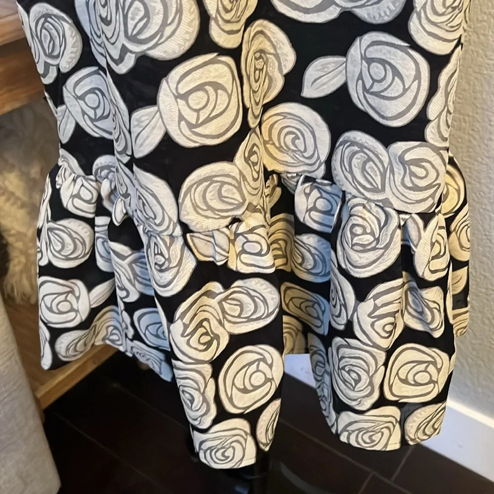 Who What Wear Floral Shift Dress Black Lined Ruffle Flower Boho Hippie Medium - Picture 4 of 7